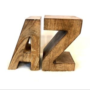 A to Z Solid Wood Bookends